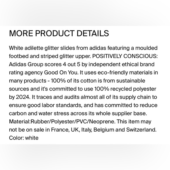 Adidas Adilette Slides, White Glitter, Women’s 8 - Picture 9 of 9